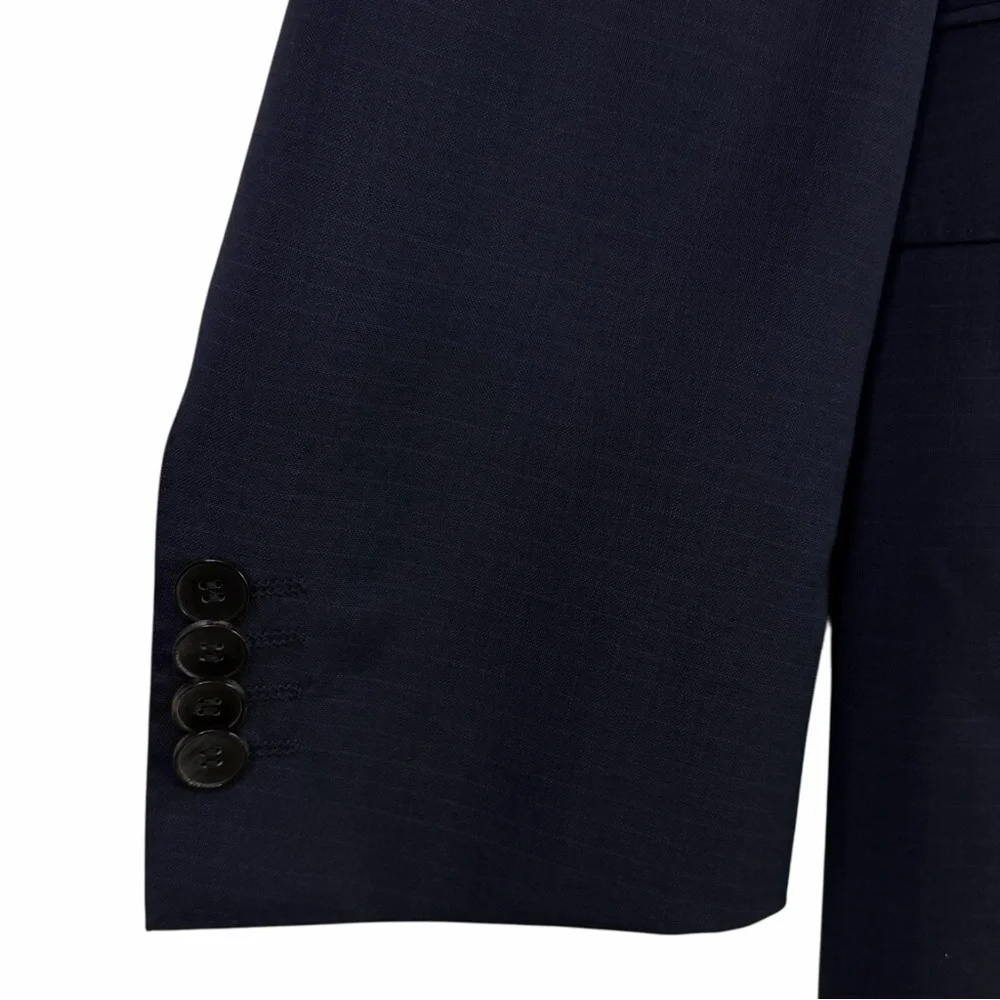 HUGO BOSS Huge4/Genius3 Navy Blue Micro-Check Virgin Wool Suit Jacket Blazer 38R